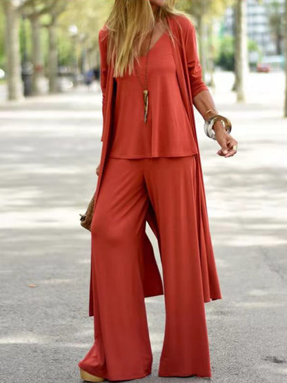Long Sleeves Cardigan Vest and Pants Three Pieces Sets