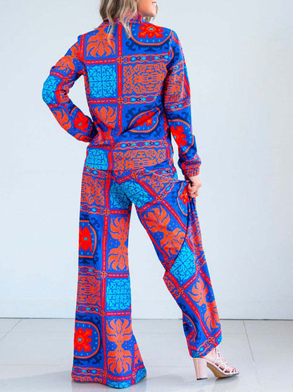 Long Sleeves Printed Shirt and Pants Sets