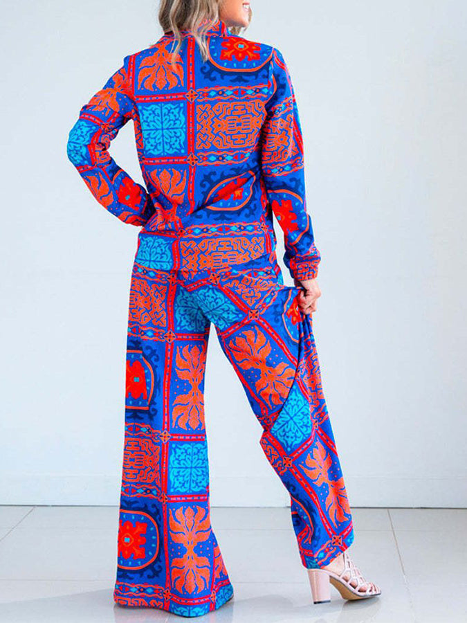 Long Sleeves Printed Shirt and Pants Sets