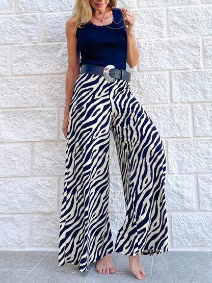 Black Geometric Printed Wide Leg Pants