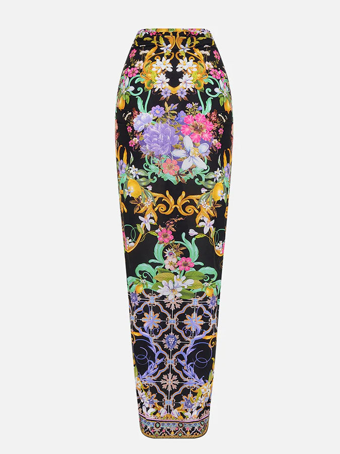 Printed One Piece Swimsuit and Skirt