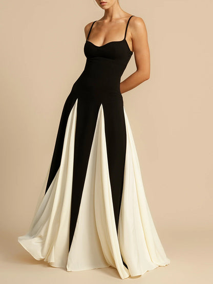 Black-white Color-block Swing Maxi Dress