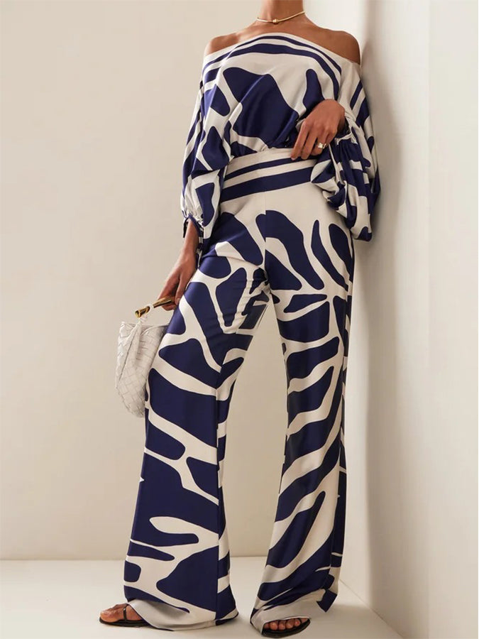 Printed Shirt and Pants Two Piece Set