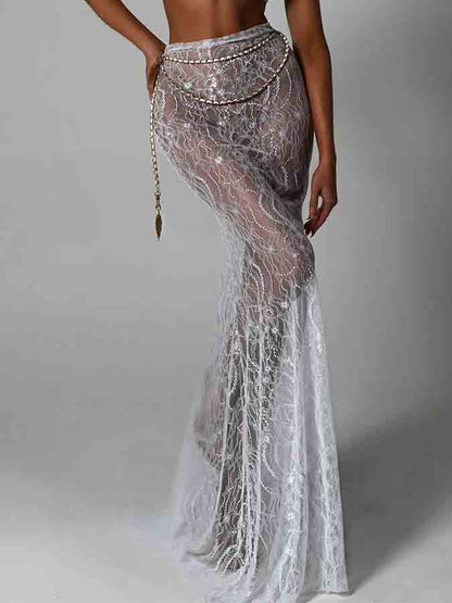 Lace See-through Mermaid Long Skirt