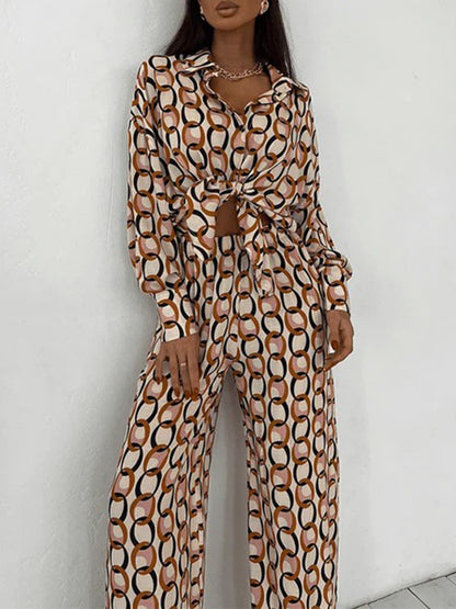Printed Two Pieces Shirt and Pants Sets