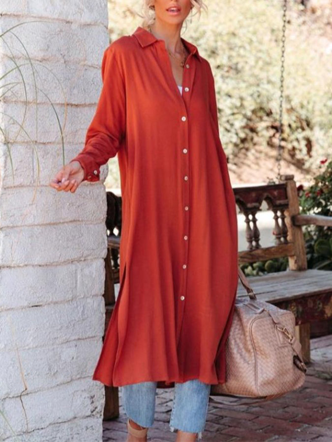 Long Sleeves Buttoned Shirt Coat