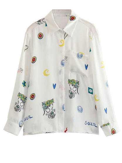 Graphic Printed White Shirt and Pants Set