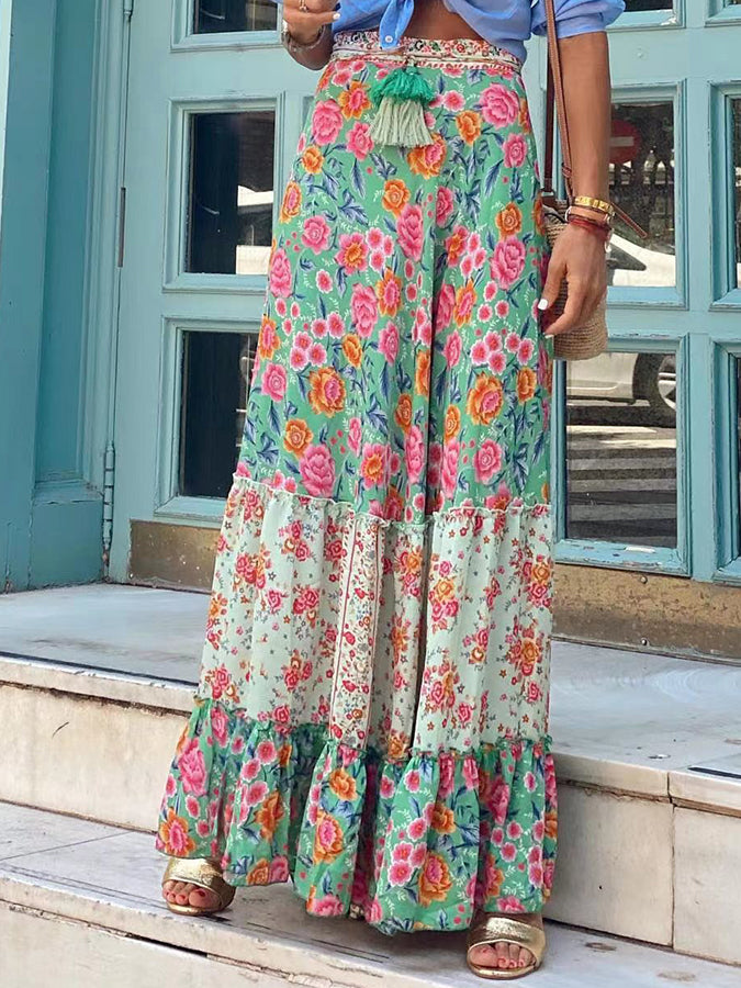 Printed Loose Holiday Swing Skirt