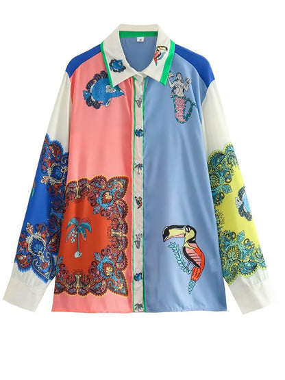 Color Block Printed Shirt and Pants Set