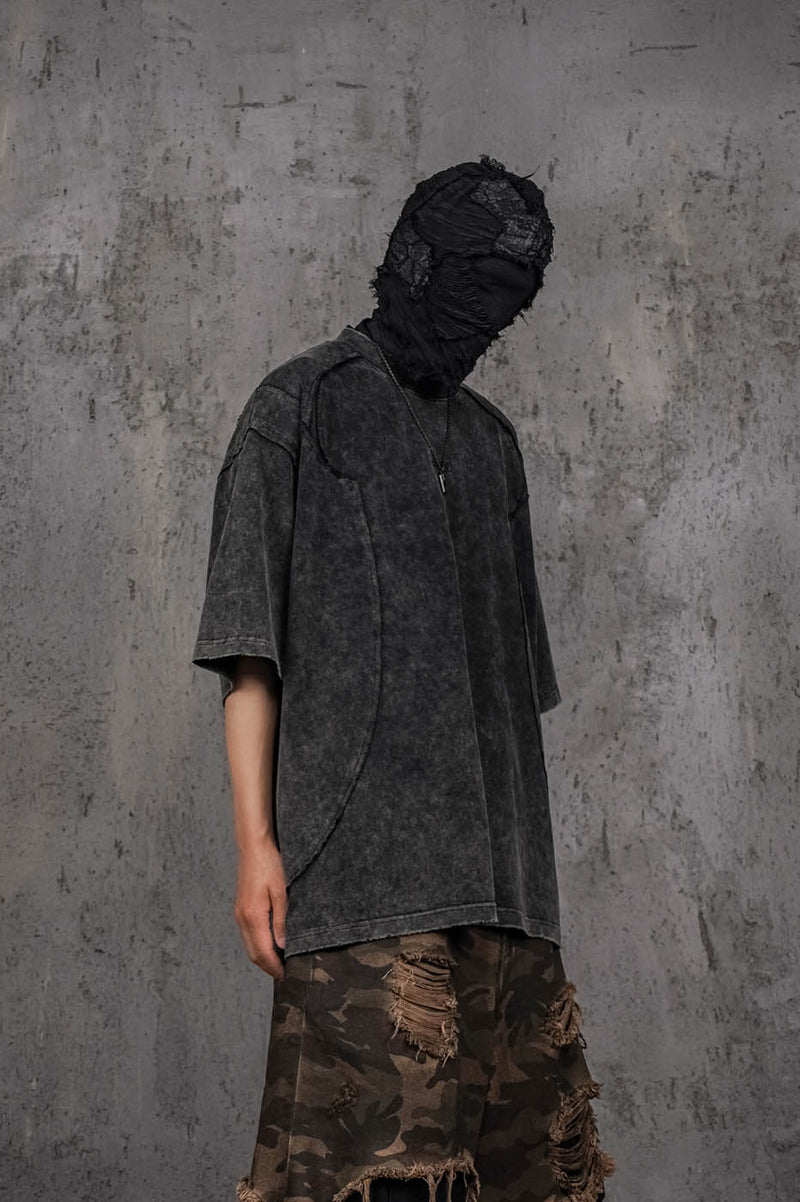 Washed Structured Black T-shirt