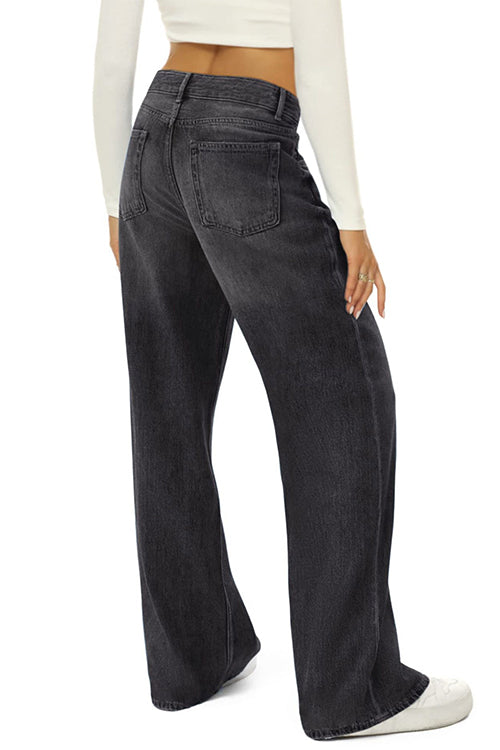 Wide Leg Distressed Denim Pants
