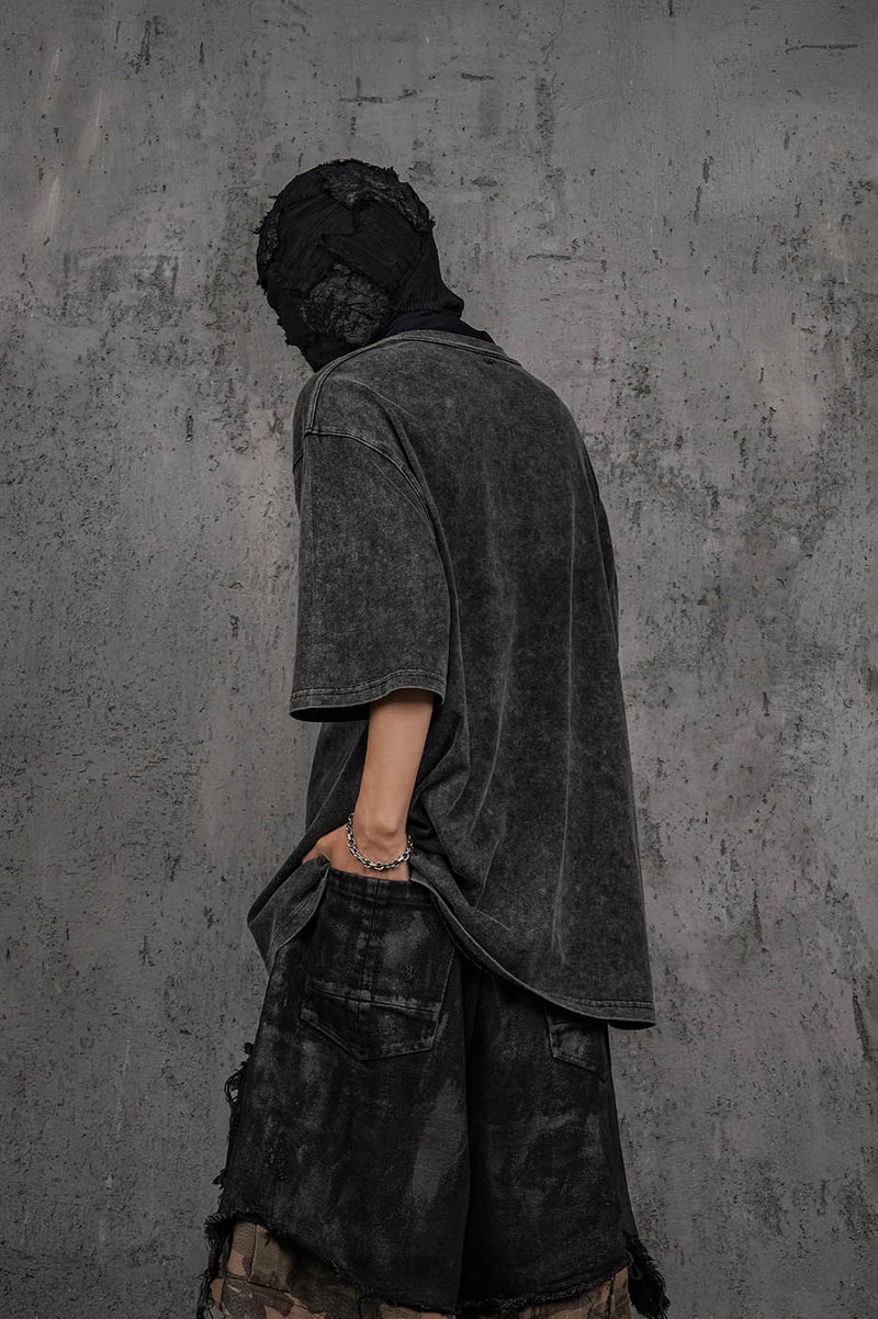 Distressed Washed Black T-shirt