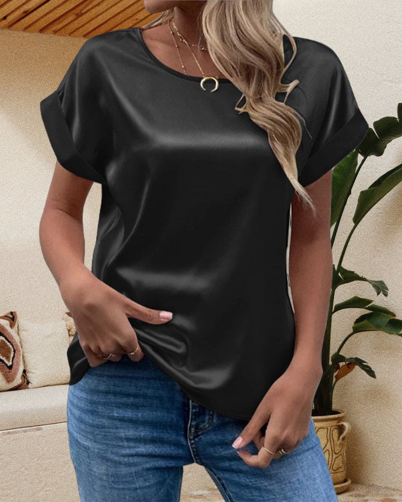 Sophia | ’s Short Sleeve Relaxed Fit Satin Blouses