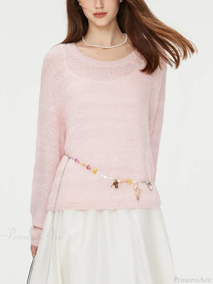 8.7% Wool Round Neck Drop Sleeve Sweater