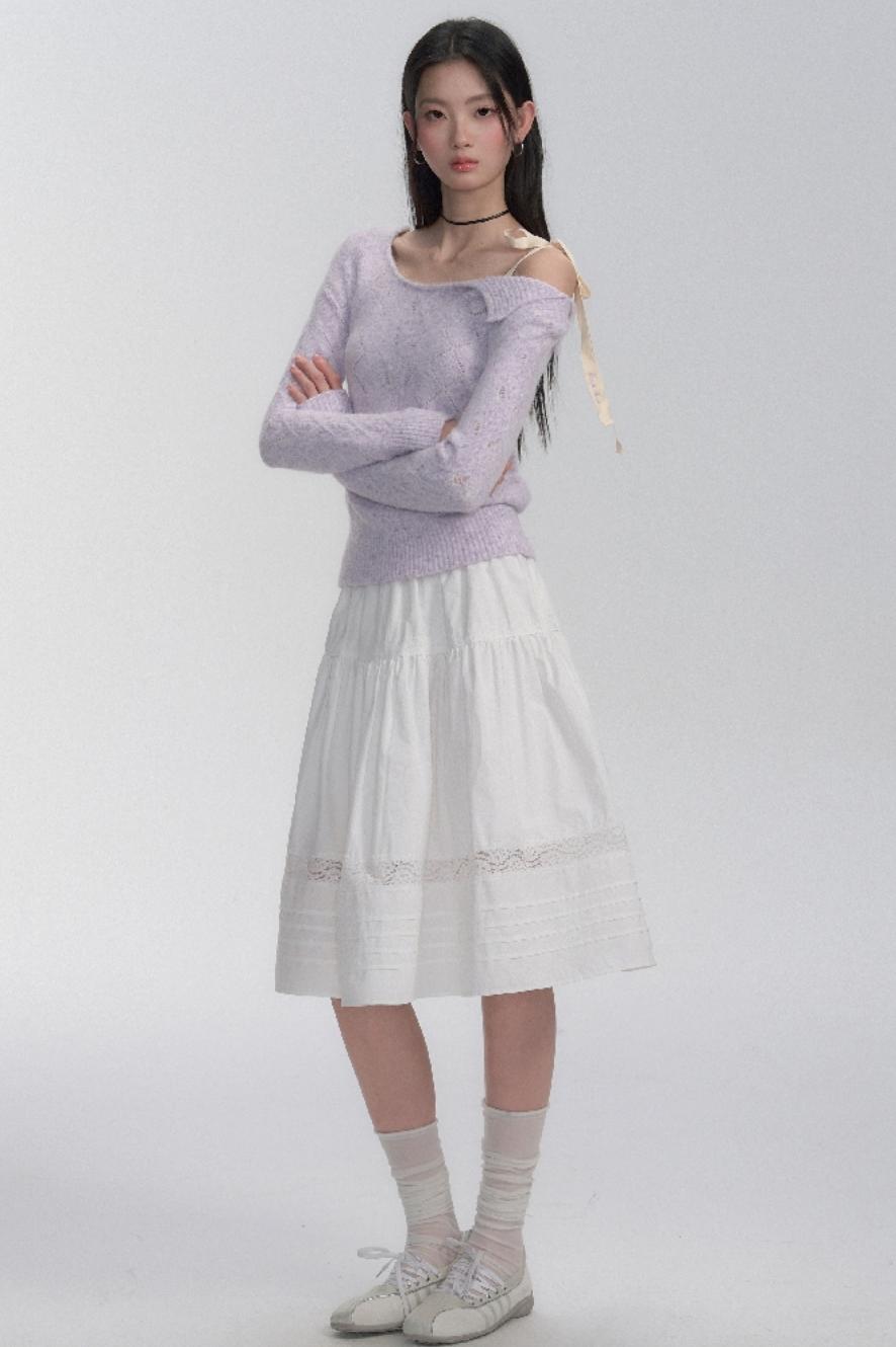 Lavender Diamond Pattern Knit Blouse