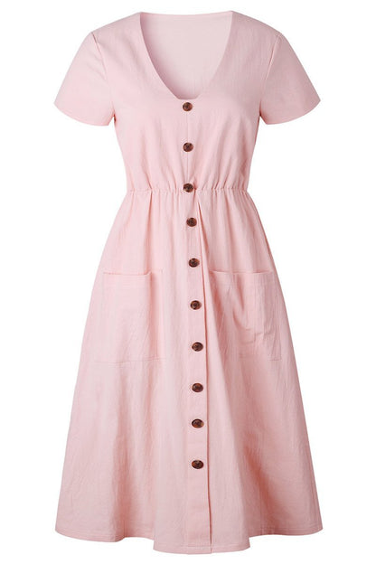 V-neck Pocket Dress(4 Colors)