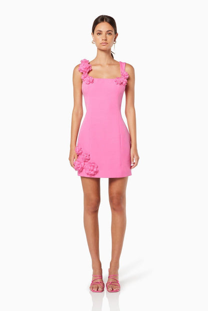 Color 3d Strap Mini Dress