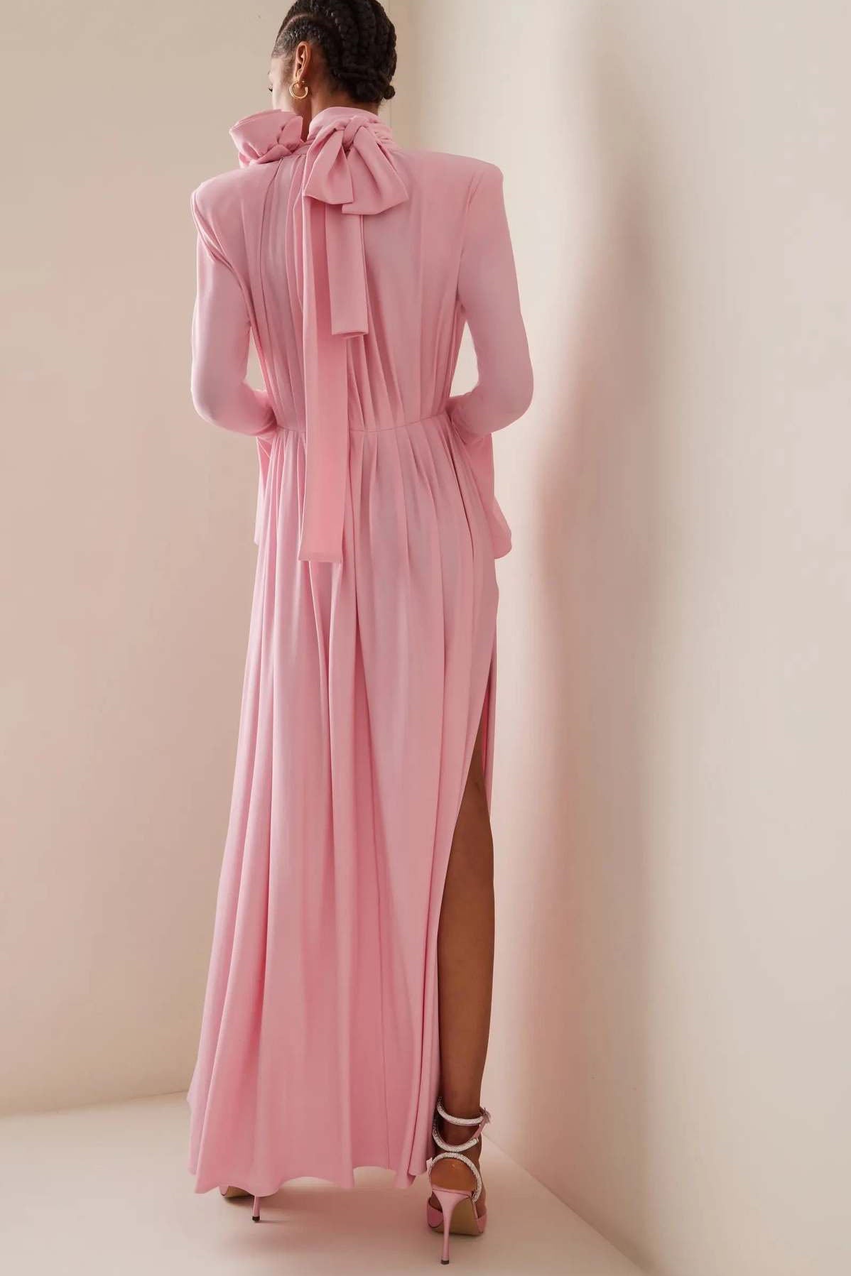 Cut-out Deep V Halter 3d Maxi Dress
