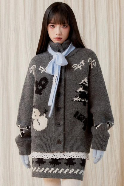 Winter Bow Cardigan Set