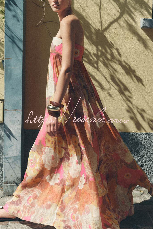 Shelia Print Off Shoulder A-line Maxi Dress
