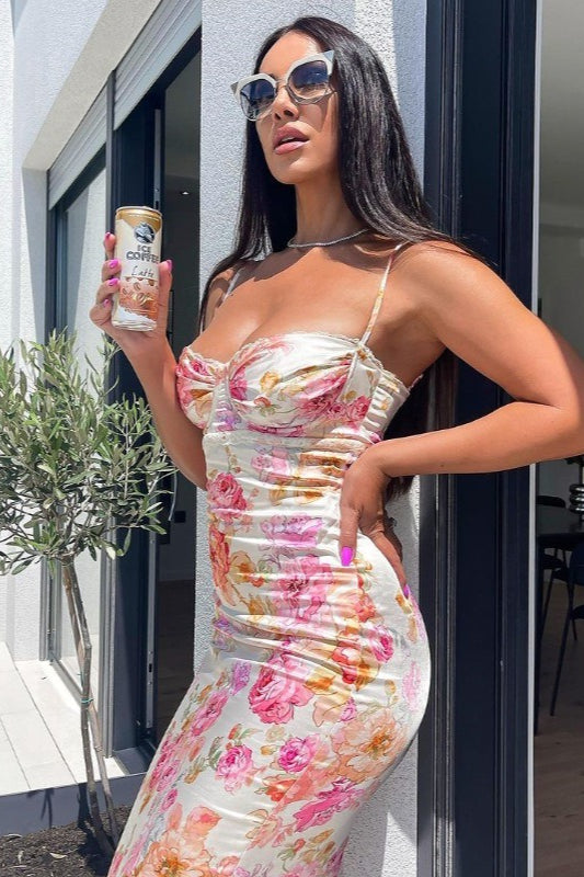Spaghetti Strap Backless Fitted Maxi Dress