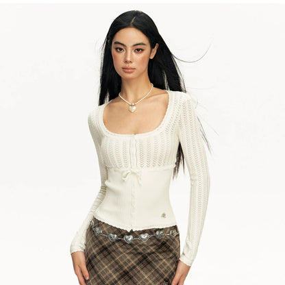 Open Knit Ribbed Lace Cardigan