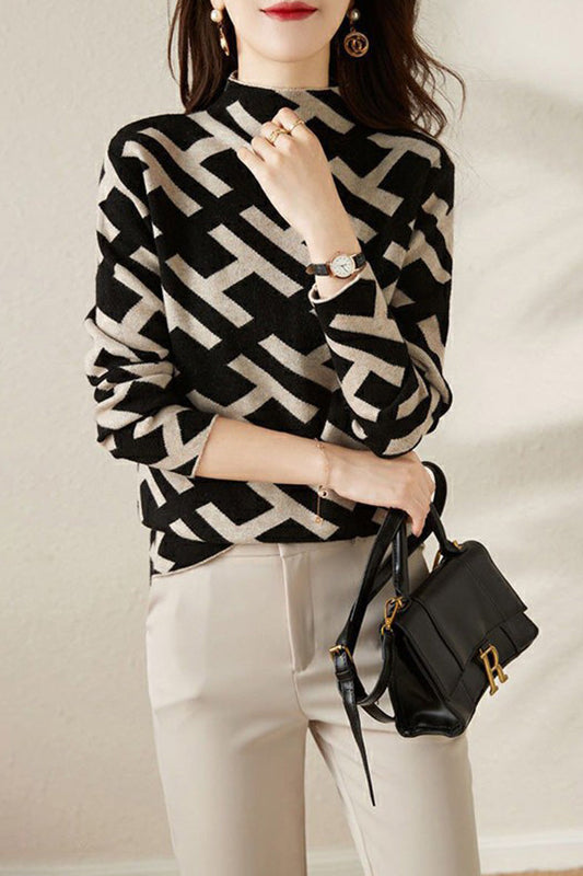 Autumn and Winter Letter Wool Sweater Foreign Style Jacquard Top Temperament Sweater