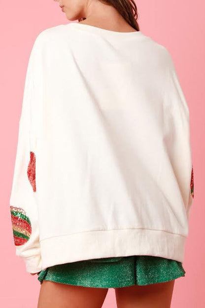 Christmas Egg Sequined Long Sleeve Sweatshirt