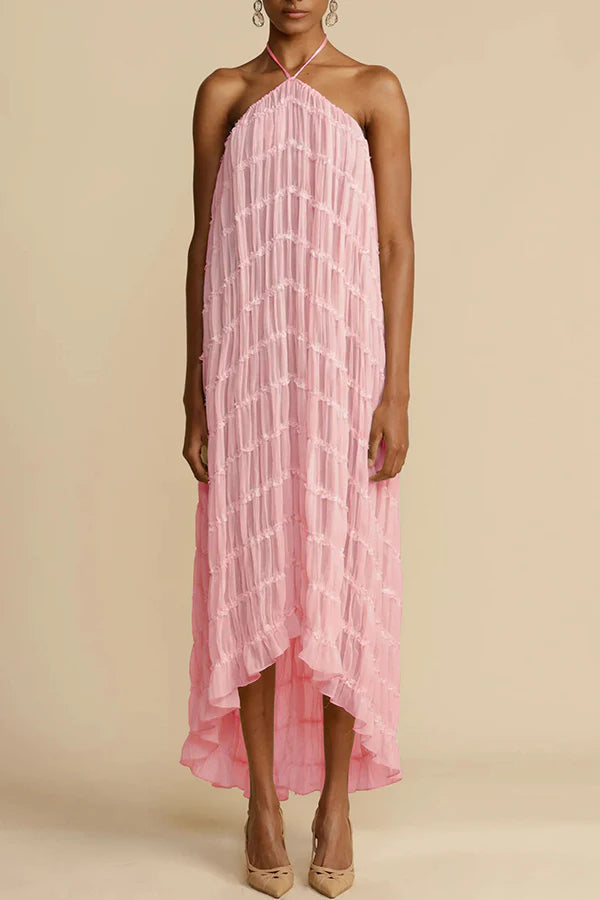 Versatility and Charm Pleated Drawstring Waist Tiered Maxi Skirt