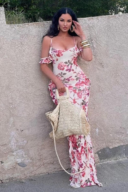 Fitted Spaghetti Strap Maxi Dress
