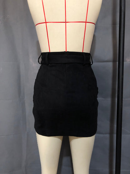 Leather Lace-up Hip Irregular Asymmetric Skirt