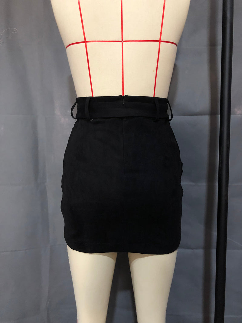 Leather Lace-up Hip Irregular Asymmetric Skirt