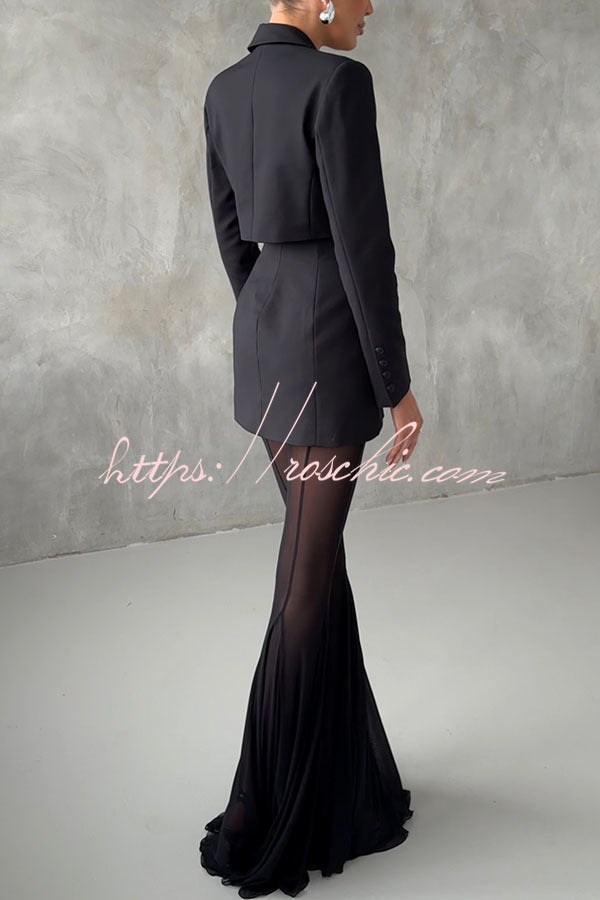 Deep Mesh High Rise Elastic Waist Fishtail Stretch Pants