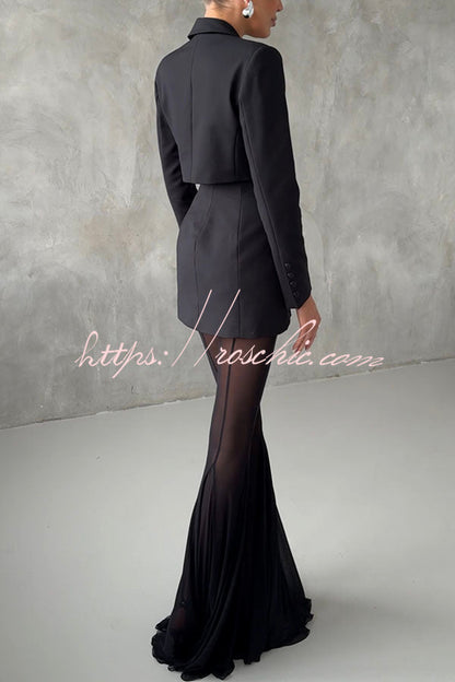 Deep Mesh High Rise Elastic Waist Fishtail Stretch Pants