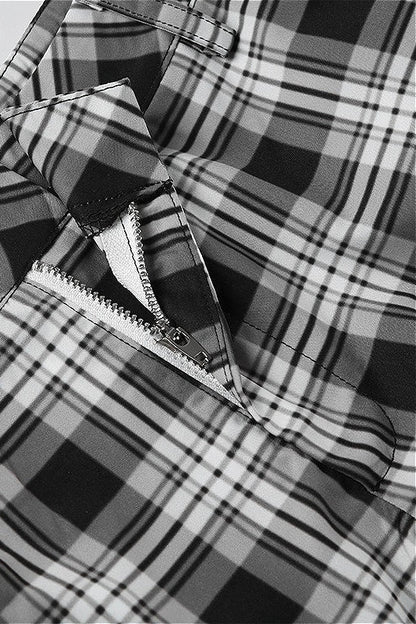 Plaid Wide Leg Cargo Pants
