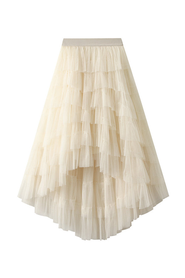 Irregular Cake Skirt High Waist Mesh Skirt