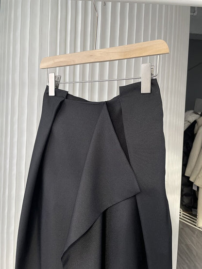 4.29chic Lake Blue Irregular Pleated Patchwork Skirt