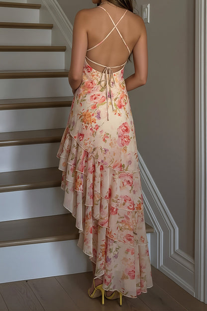 Irregular Hem Halter Maxi Dress