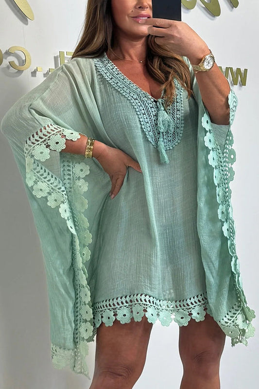 Color Lace Loose Cover Up Mini Dress