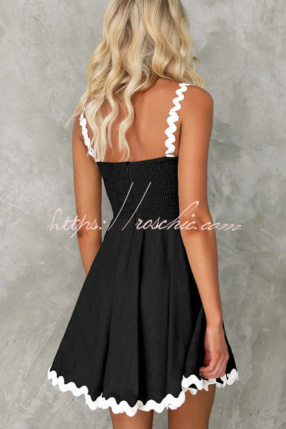 Aimie Color Wavy Lace Suspender Mini Dress