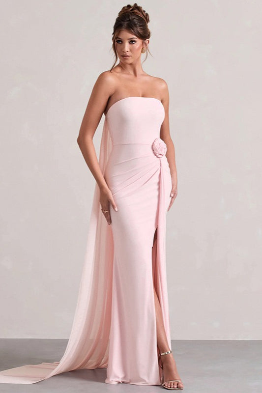 Strapless Tie Maxi Dress