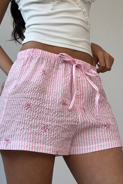 Pink Stripe Wide Leg Shorts