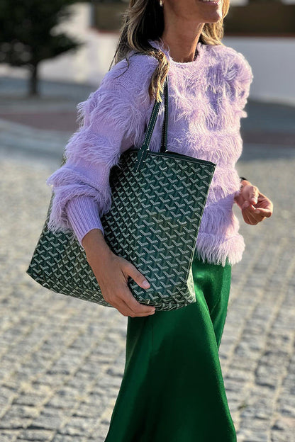Purple Tassel Design Loose Sweater