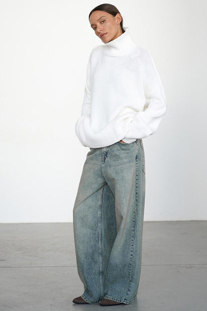 Loose Fit Turtleneck Euro Knit Sweater