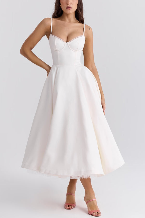 Suspender V-neck Sleeveless Tutu Maxi Dress