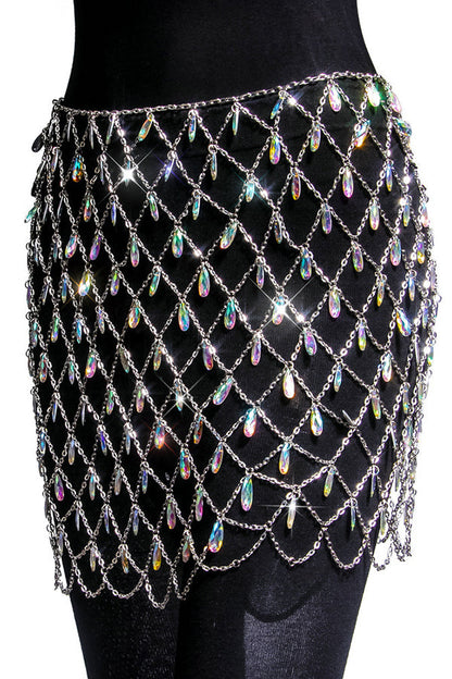 Hollow Colorful Sparkling Crystal Skirt