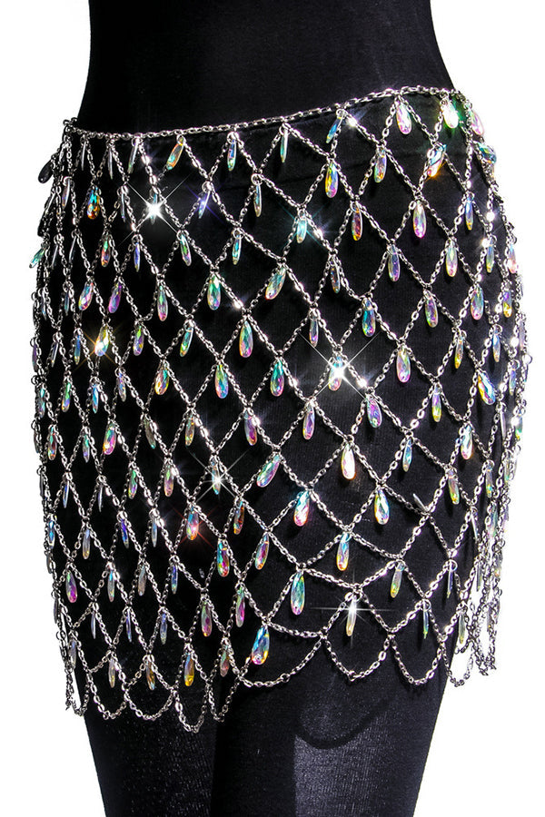 Hollow Colorful Sparkling Crystal Skirt