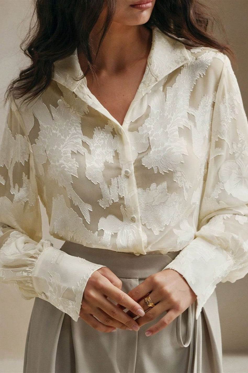 Embroidered Turtleneck Spring-summer Blouse