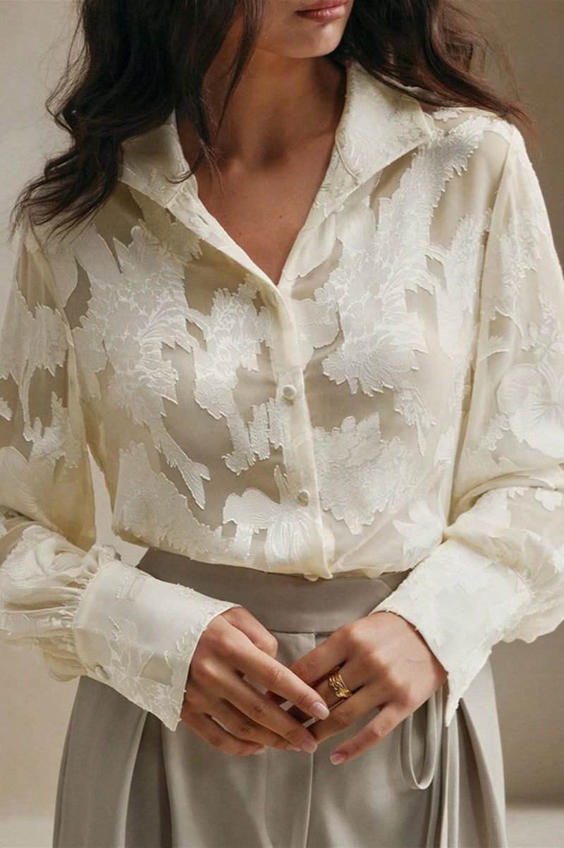 Embroidered Turtleneck Spring-summer Blouse