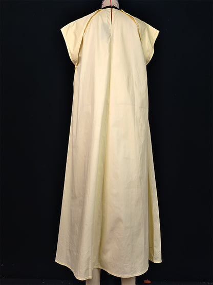 A-line Loose Pleated Tied Round-neck Midi Dresses